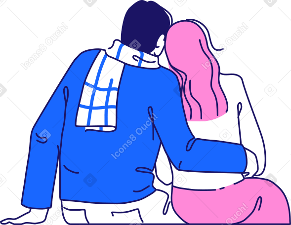 couple sitting view from the back PNG, SVG