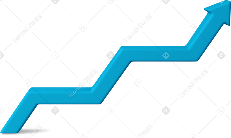 3D blue zigzag up arrow Illustration in PNG, SVG