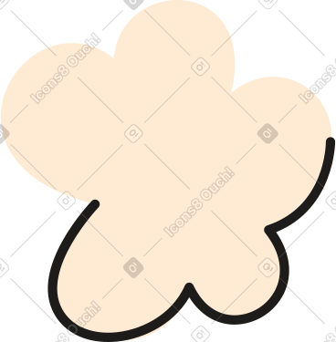 Fluffy beige cloud with black outline below PNG, SVG