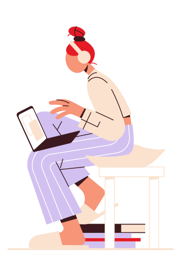 Girl working on laptop PNG, SVG