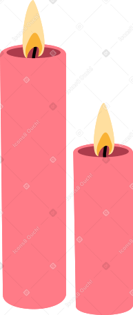 two pink burning candles Illustration in PNG, SVG