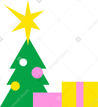 елка с подарком в PNG, SVG