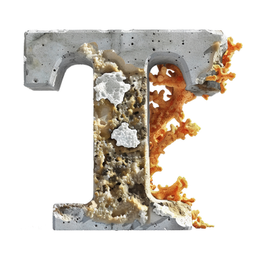 Lettera t in cemento con coralli PNG, SVG