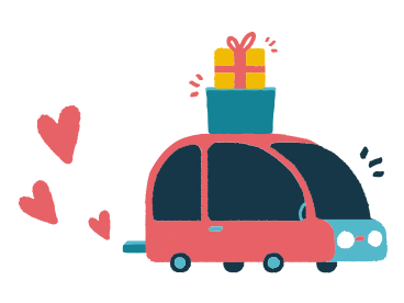 A car carrying valentine's day presents в PNG, SVG