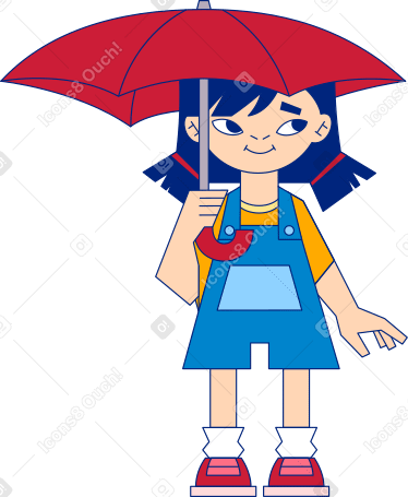 girl with an umbrella Illustration in PNG, SVG