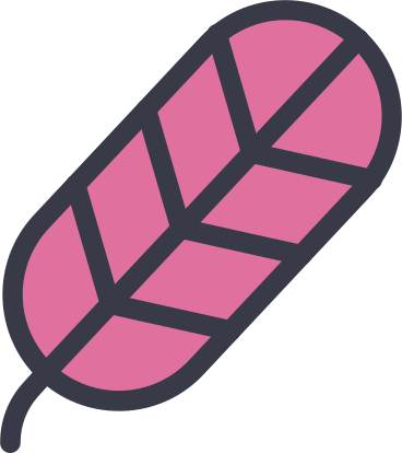 pink leaf with thick black outline PNG, SVG