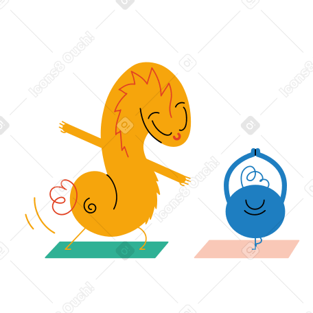 Two characters practice yoga Illustration in PNG, SVG