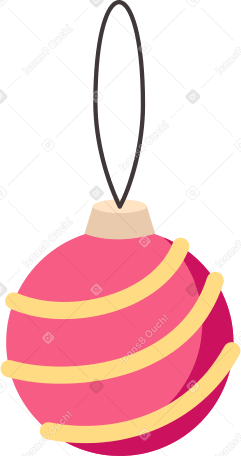 Рождественская безделушка розовый желтый в PNG, SVG