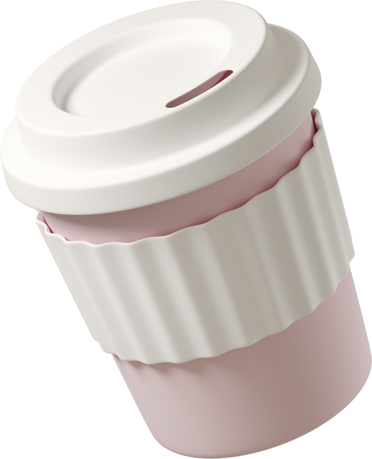 pink cofee cup in air Illustration in PNG, SVG