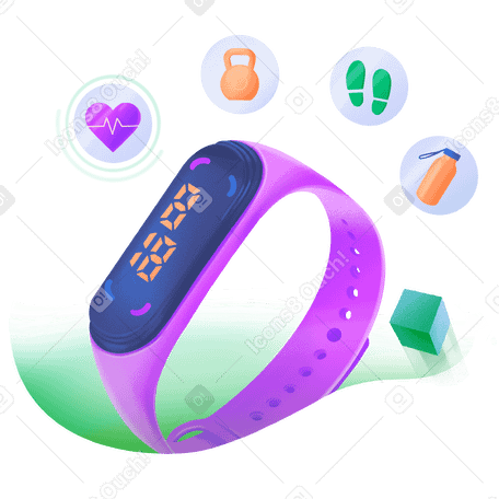 Fitness tracker with heart rate and steps PNG, SVG