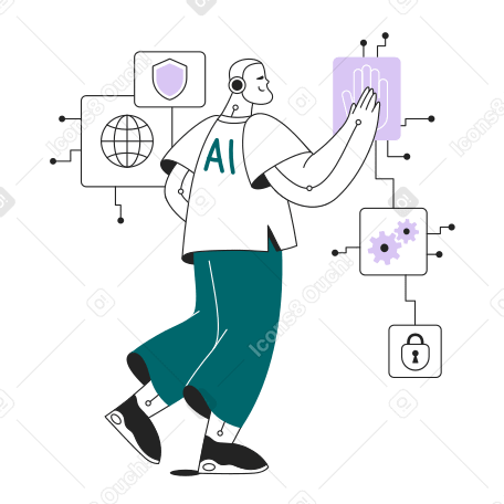 AI cyber security Illustration in PNG, SVG