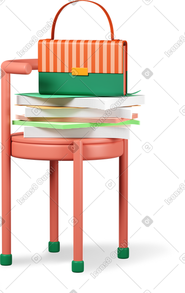 Chair with paper and bag PNG, SVG