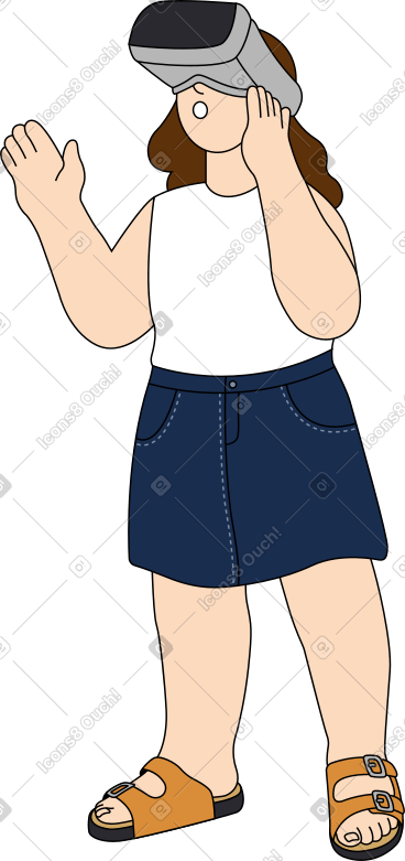 戴着虚拟现实眼镜的年轻女子 PNG, SVG