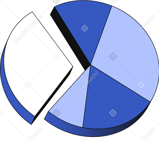 Pie chart with white part Illustration in PNG, SVG
