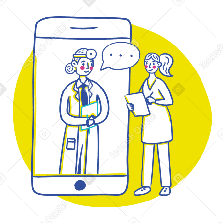 Online consultation with a doctor by phone PNG, SVG
