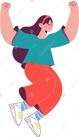 Happy jumping girl Illustration in PNG, SVG