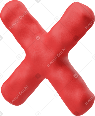 3D Three-quarter view of a red delete icon Illustration in PNG, SVG