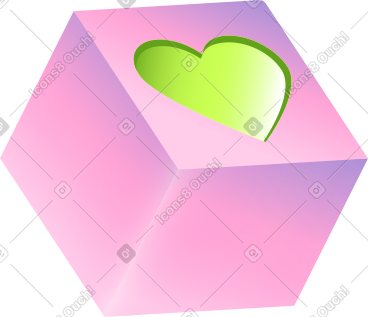 Cube with a heart inside PNG, SVG