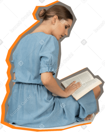 woman with a book PNG, SVG