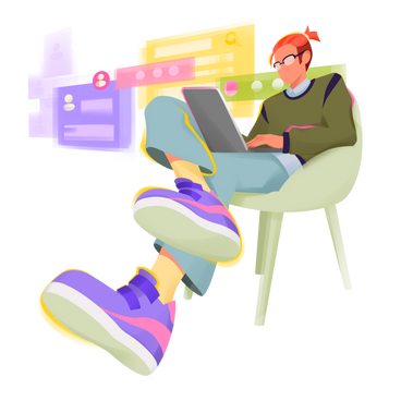 Man working in online support service via laptop PNG, SVG
