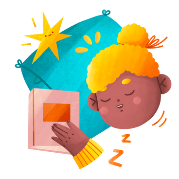 child sleeps on a pillow with a book in his hands PNG, SVG