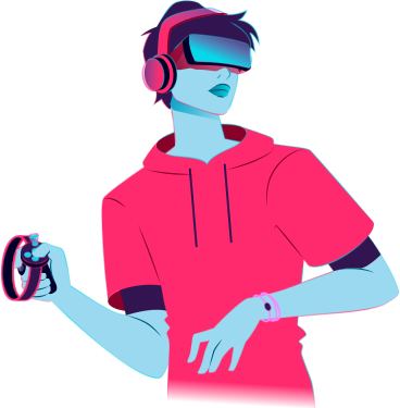 young man in vr glasses PNG, SVG