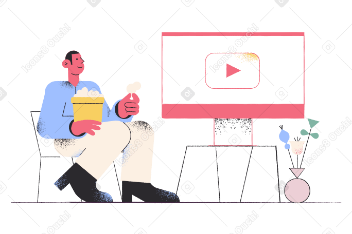 Watching movie Illustration in PNG, SVG