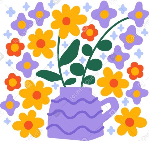 Flores en un florero PNG, SVG