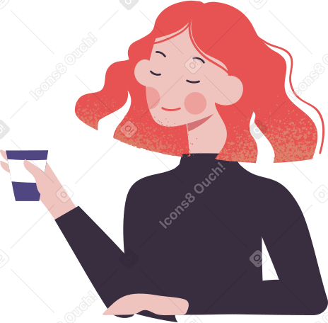 woman with coffee Illustration in PNG, SVG