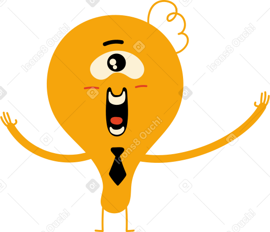 Желтый одноглазый персонаж с галстуком в PNG, SVG