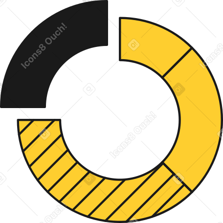 pie chart in three elements PNG, SVG