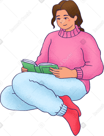woman sitting and reading a book PNG, SVG