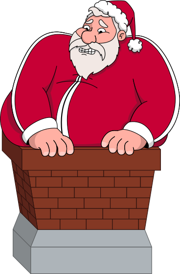 santa stuck in a chimney PNG, SVG