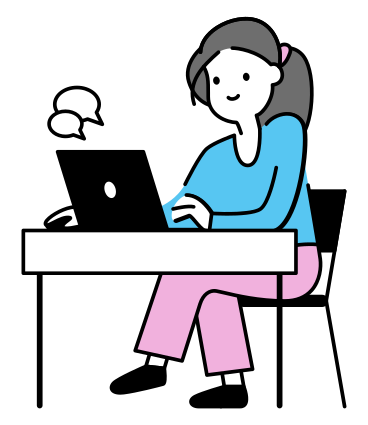 Young woman working on a computer PNG, SVG
