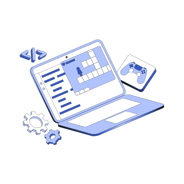 Game development and programming code on laptop PNG, SVG