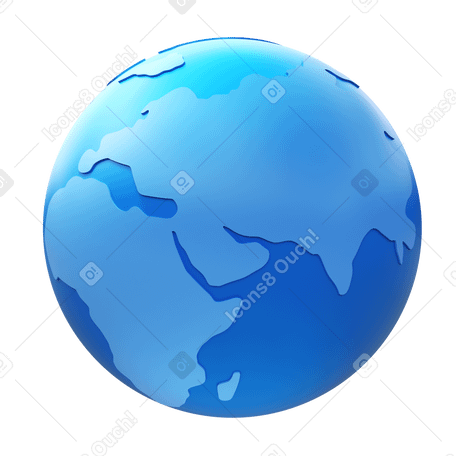 3D globe middle east Illustration in PNG, SVG