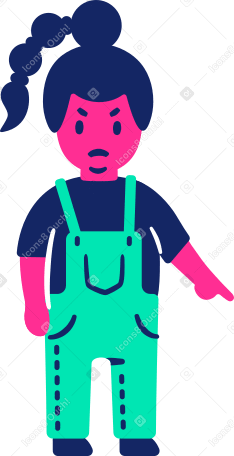 child angry pointing down Illustration in PNG, SVG