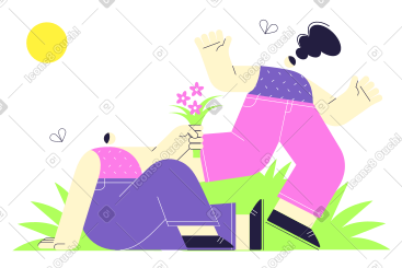 男人在公园里给他的情人献花 PNG, SVG