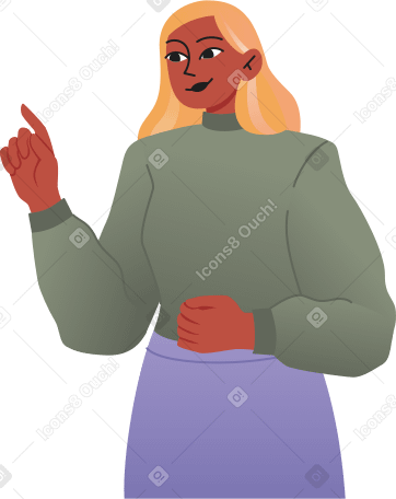 young woman pointing at something PNG, SVG