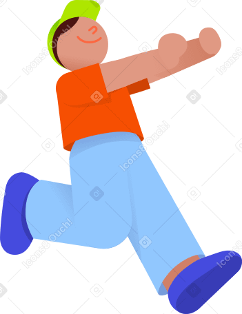 Молодой человек бежит с вытянутыми руками в PNG, SVG