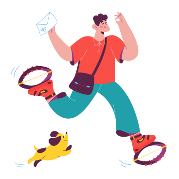 Postman in jumping boots delivering letter PNG, SVG