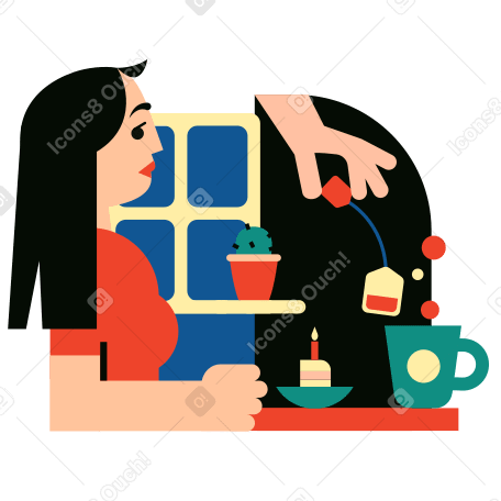 Tea drinking Illustration in PNG, SVG