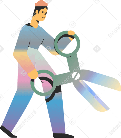 man with scissors Illustration in PNG, SVG