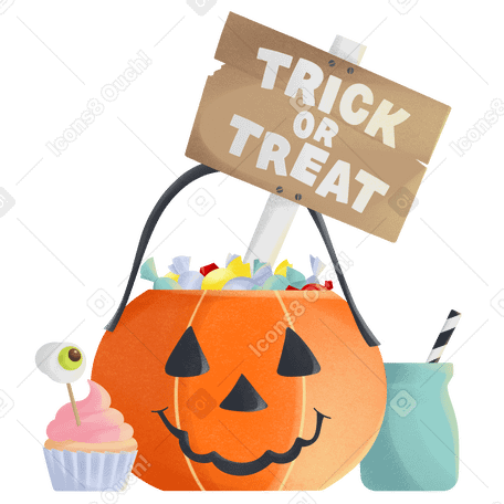 Halloween pumpkin with sweets and candy PNG, SVG