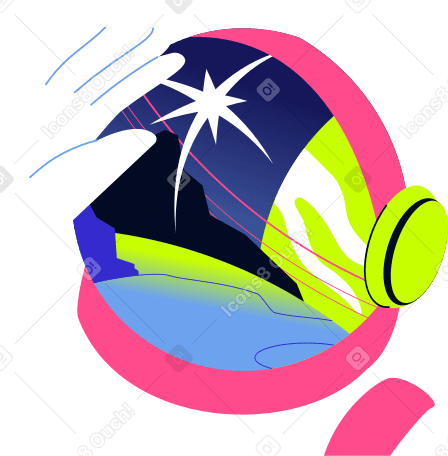 astronaut helmet with hand Illustration in PNG, SVG
