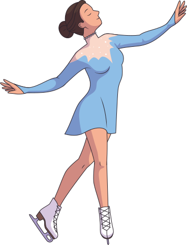 figure skater girl standing and raising arms PNG, SVG