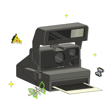 Retro Polaroid with butterfly clips PNG, SVG
