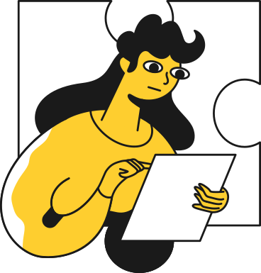 woman with a white sheet of paper on the background of a puzzle PNG, SVG
