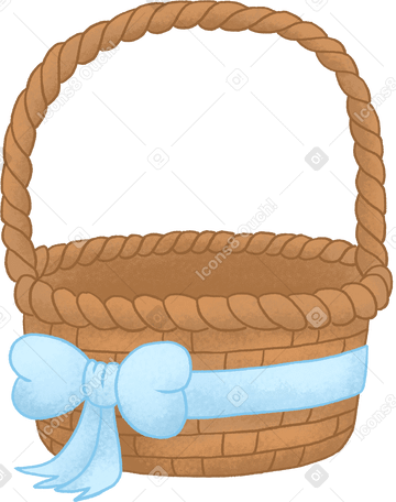basket with blue ribbon PNG, SVG