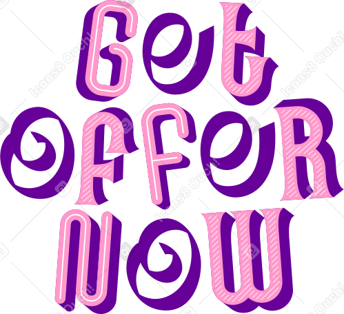 lettering get offer now in different letters style Illustration in PNG, SVG